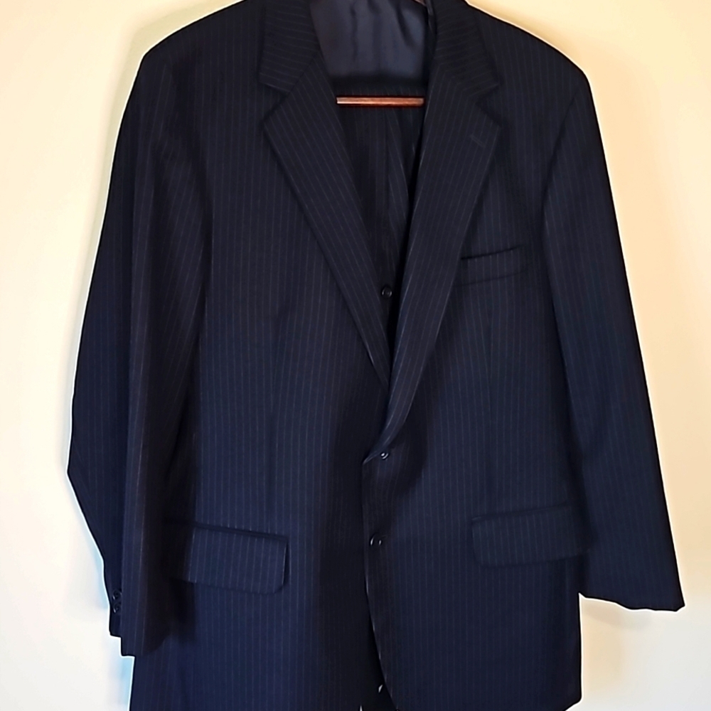 Simpson Reed Mens Wool Pinstripe Suit Jacket 44 Pants 39